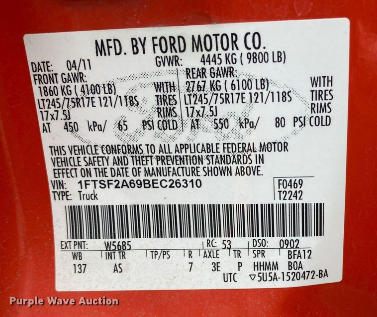 image for item DM8310 2011 Ford F250 Super Duty  pickup truck