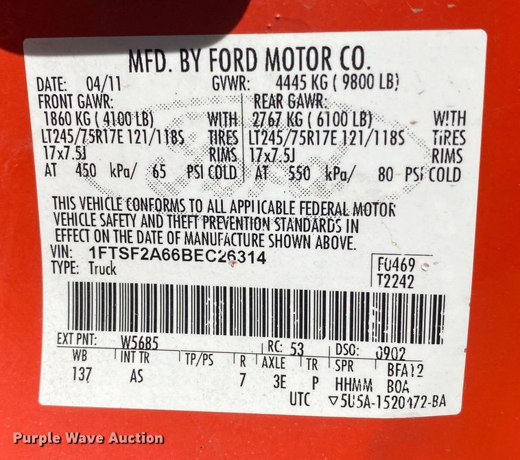 image for item DM8311 2011 Ford F250 Super Duty  pickup truck