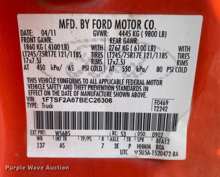 image for item DM8312 2011 Ford F250 Super Duty  pickup truck