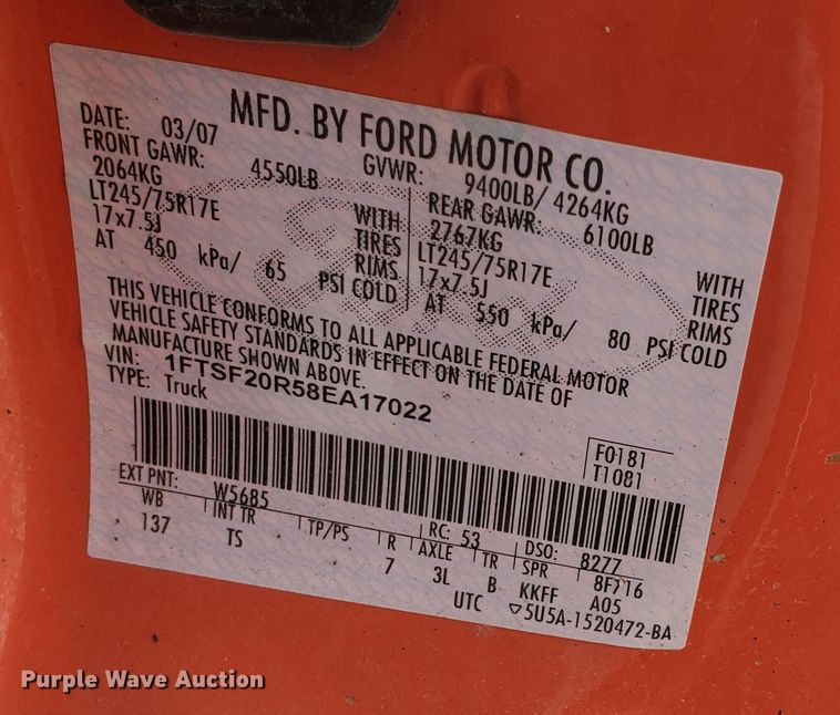 image for item IE9660 2008 Ford F250 Super Duty XL  pickup truck