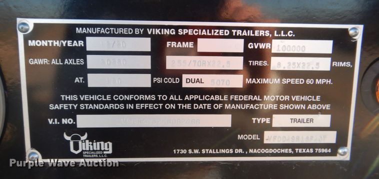 image for item DH7329 2021 Viking VFDD49R18F40T  double drop deck equipment trailer