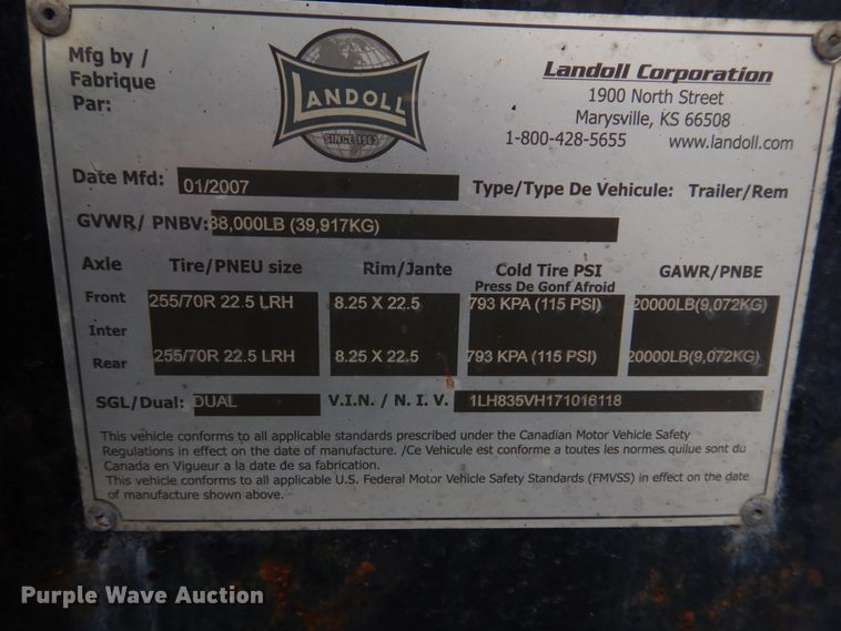 image for item DH8194 2007 Landoll 835  lowboy equipment trailer