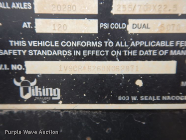 image for item DI8695 2013 Viking  drop deck equipment trailer