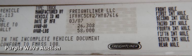 image for item DM4405 2007 Freightliner Business Class M2  truck cab and chassis