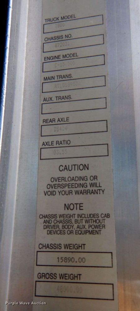 image for item DN1318 2001 Kenworth T800  semi truck