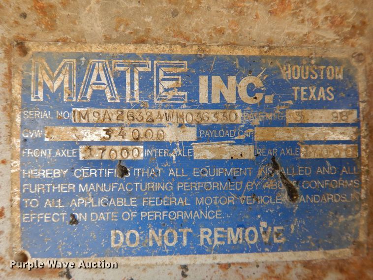 image for item DN1320 1998 Mate Inc.  end dump trailer