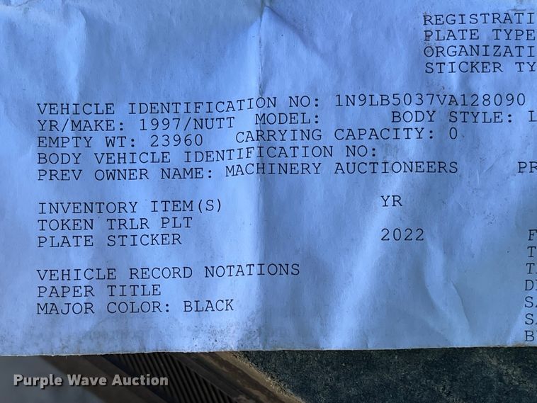 image for item IJ9717 1997 Nuttall  oilfield trailer