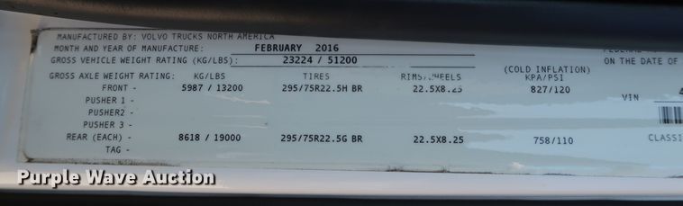 image for item IY9078 2017 Volvo VNL  semi truck