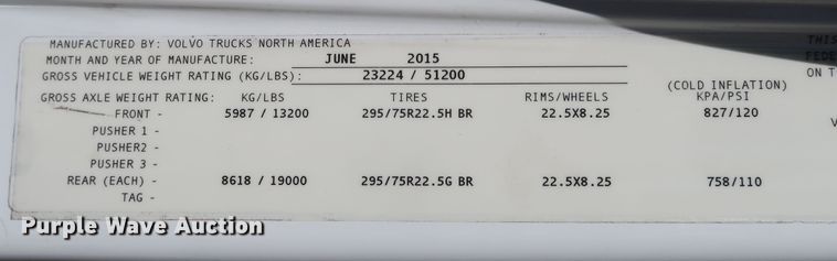 image for item IY9080 2016 Volvo VNL  semi truck