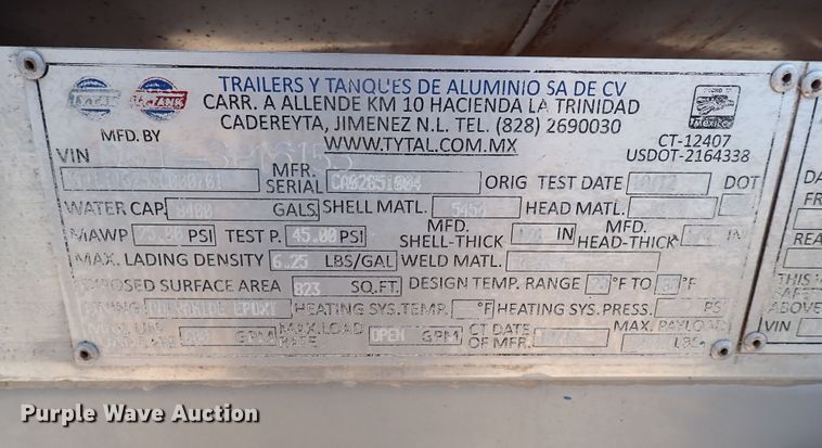 image for item JO9732 2012 TyTal  tank trailer