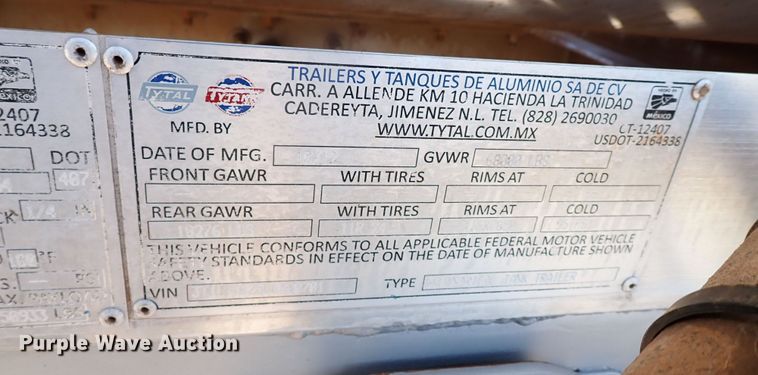 image for item JO9732 2012 TyTal  tank trailer