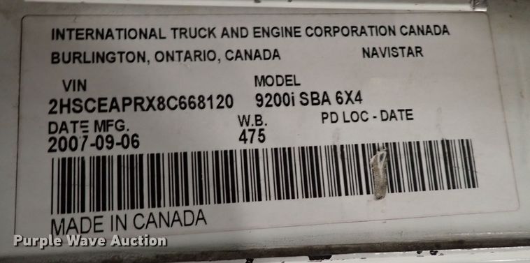 image for item JO9738 2008 International 9200i  semi truck