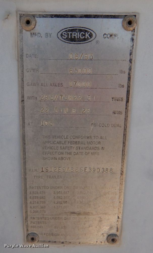 image for item JS9688 1995 Strick  dry van trailer