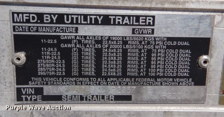 image for item JS9689 1997 Utility VS2DC  dry van trailer