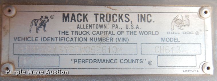 image for item KG9966 1996 Mack CH613  semi truck