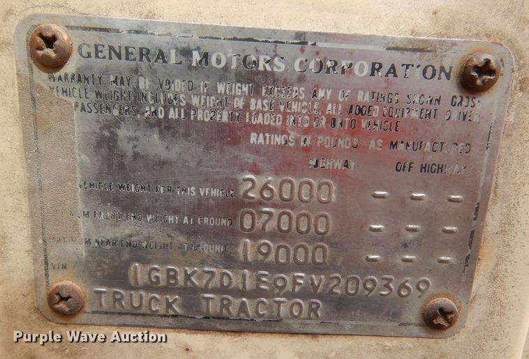 image for item LJ9794 1985 Chevrolet C70  truck