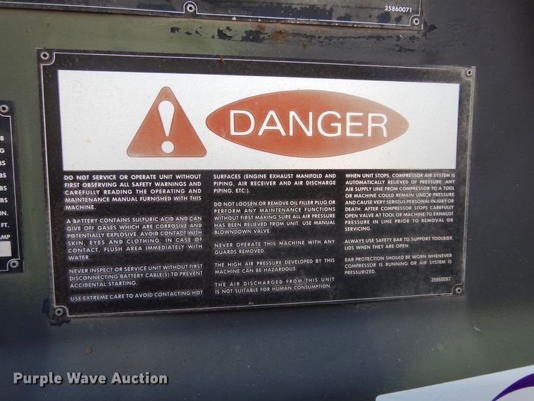 image for item DI8627 1987 Ingersoll Rand P-250-W-D-M-H268  air compressor