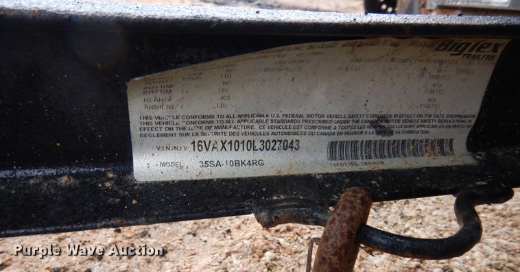 image for item DI8709 2020 Big Tex 35SA  utility trailer