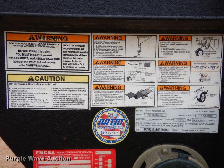 image for item DI8718 2017 Top Hat  equipment trailer