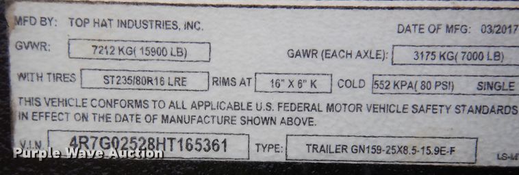 image for item DI8718 2017 Top Hat  equipment trailer