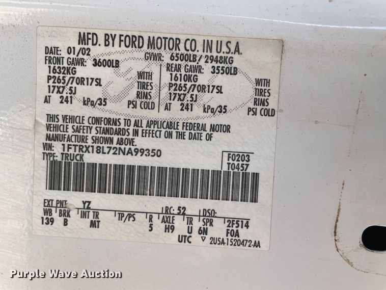 image for item DJ5015 2002 Ford F150  SuperCab pickup truck