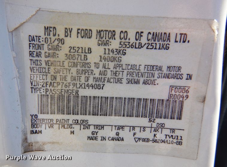 image for item DK0276 1990 Ford Crown Victoria Wagon