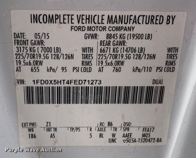 image for item DN0231 2015 Ford F550  SuperCab utility / service truck