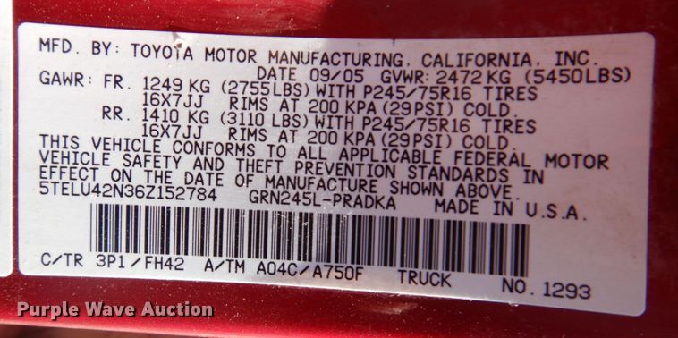 image for item DN1342 2006 Toyota Tacoma  Double Cab pickup truck