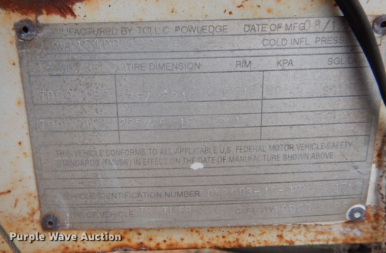 image for item EY9800 2003 TCLLC Powledge  utility trailer