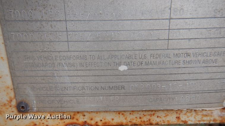 image for item EY9800 2003 TCLLC Powledge  utility trailer