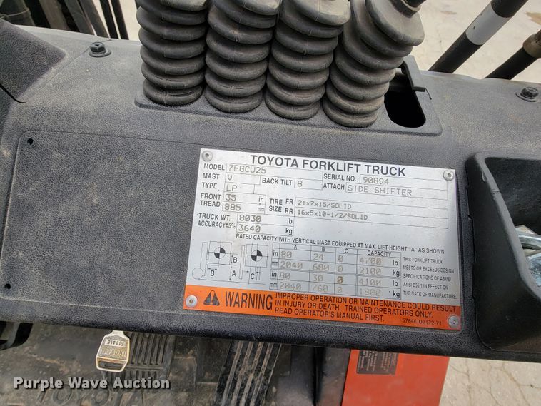 image for item HF9302 Toyota 7FGCU25  forklift