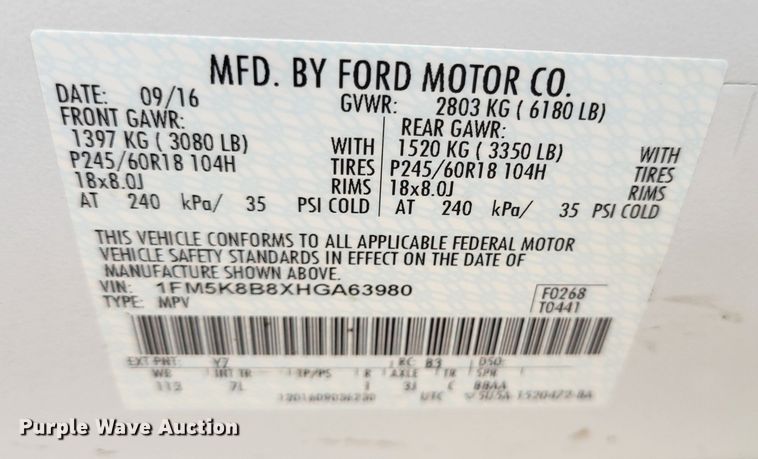 image for item HK9287 2017 Ford Explorer  SUV