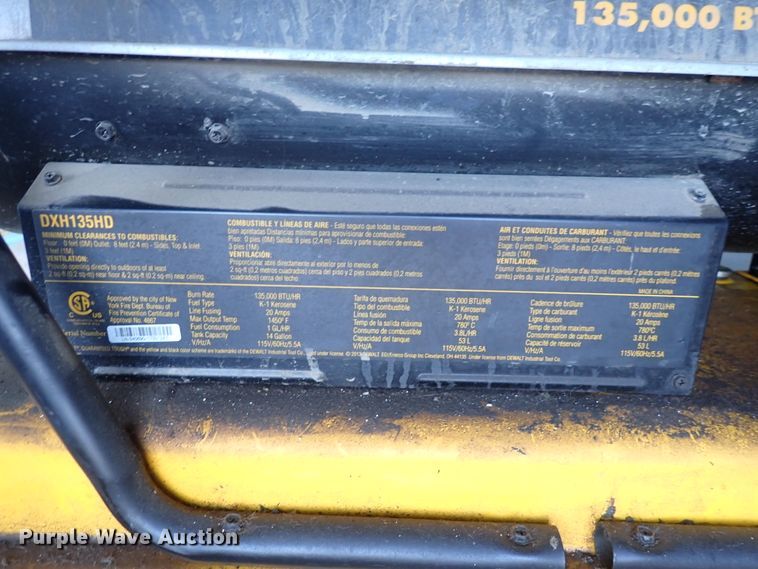 image for item IH9635 DeWalt DX135HD  heater