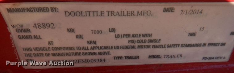 image for item IM9638 2014 Doolittle  utility trailer