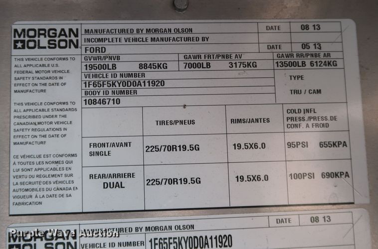 image for item IY9119 2013 Ford F59  refrigerated delivery truck