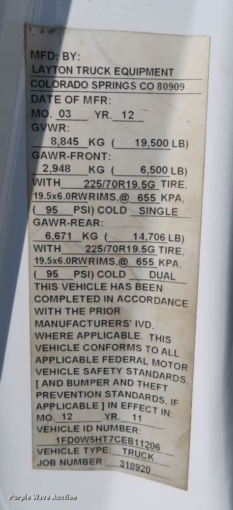 image for item IY9147 2012 Ford F550 Super Duty XL  Crew Cab utility / service truck