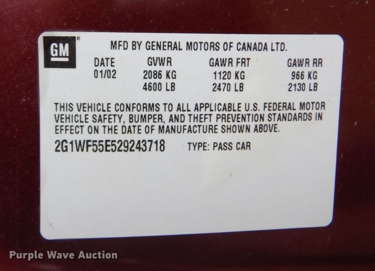 image for item JJ9230 2002 Chevrolet Impala