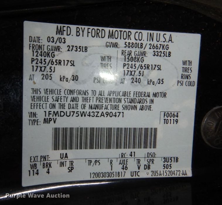 image for item JJ9234 2003 Ford Explorer  SUV