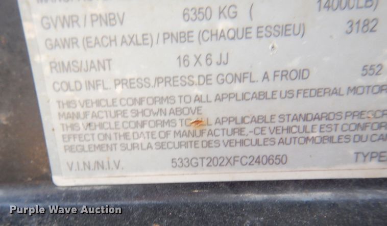 image for item JK9773 2015 H&H  utility trailer