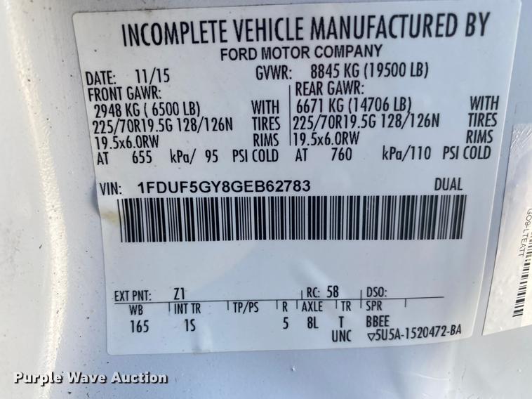 image for item JN9217 2016 Ford F550 Super Duty XL  flatbed truck