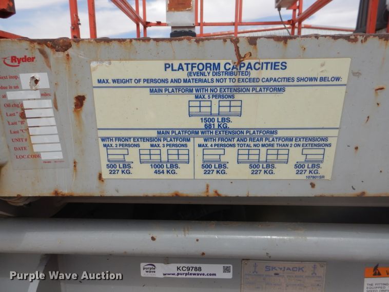 image for item KC9788 1998 Sky Jack SJ-7027  scissor lift