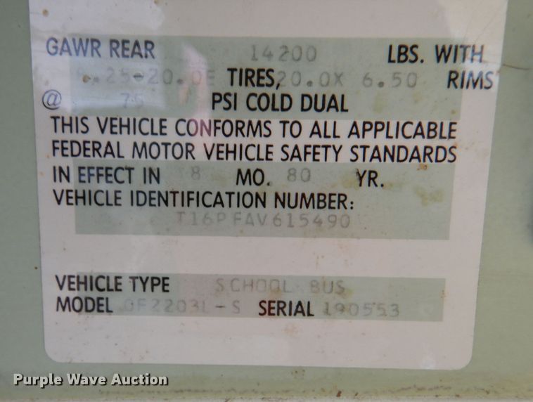 image for item LJ9796 1980 GMC Wayne Lifeguard  school bus