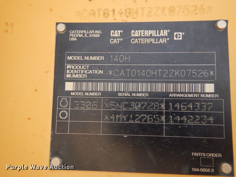 image for item DK0244 2002 Caterpillar 140H  motor grader