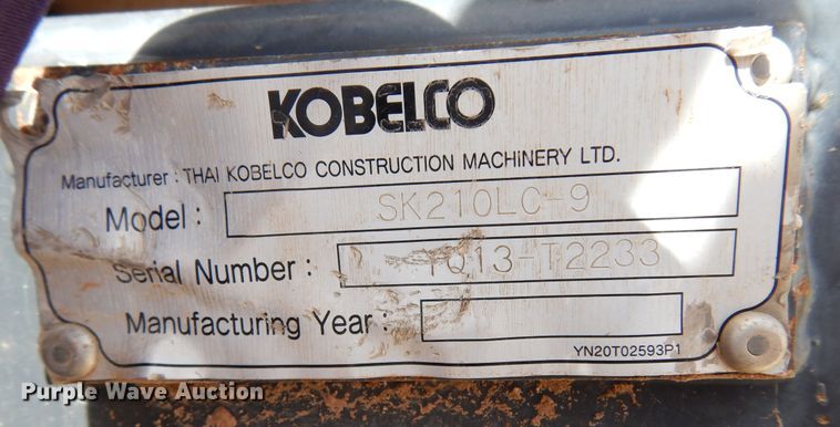 image for item DK0248 2015 Kobelco SK210LC-9  excavator