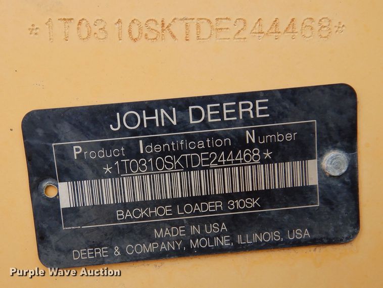image for item DK0257 2013 John Deere 310SK  backhoe