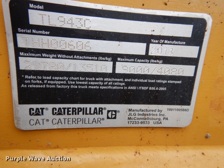 image for item DK0258 2013 Caterpillar TL943C  telehandler
