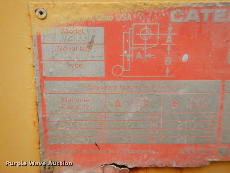 image for item DK0287 Caterpillar V200  forklift