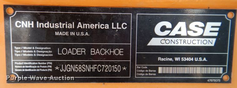 image for item DL5944 2015 Case 580 Super N  backhoe