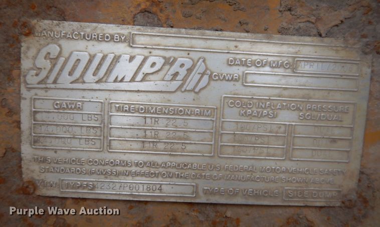 image for item DL5951 2007 SiDump'r  side dump trailer