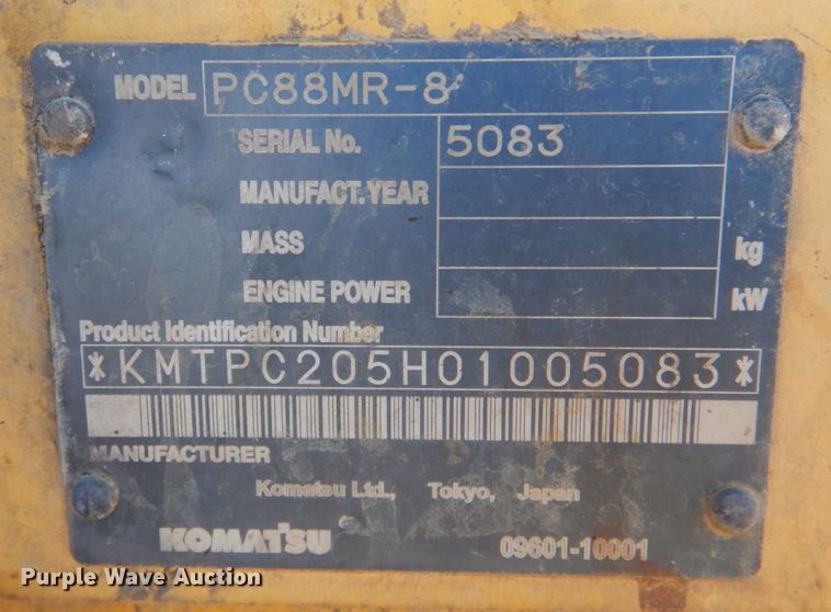 image for item DN1335 2009 Komatsu PC88MR-8  mini excavator